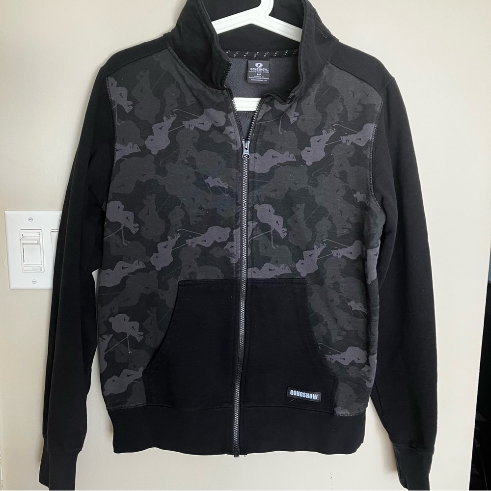 GongShow Black Camouflage Men's Hoodie streetwear grunge